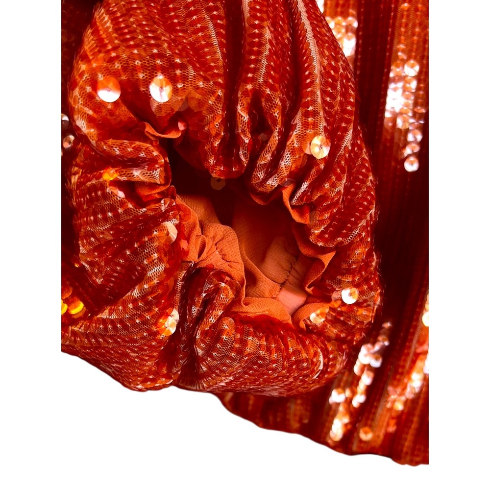 JCrew Orange Sequin Balloon Sleeve Cropped Blouse Top women Small festival - Picture 4 of 16